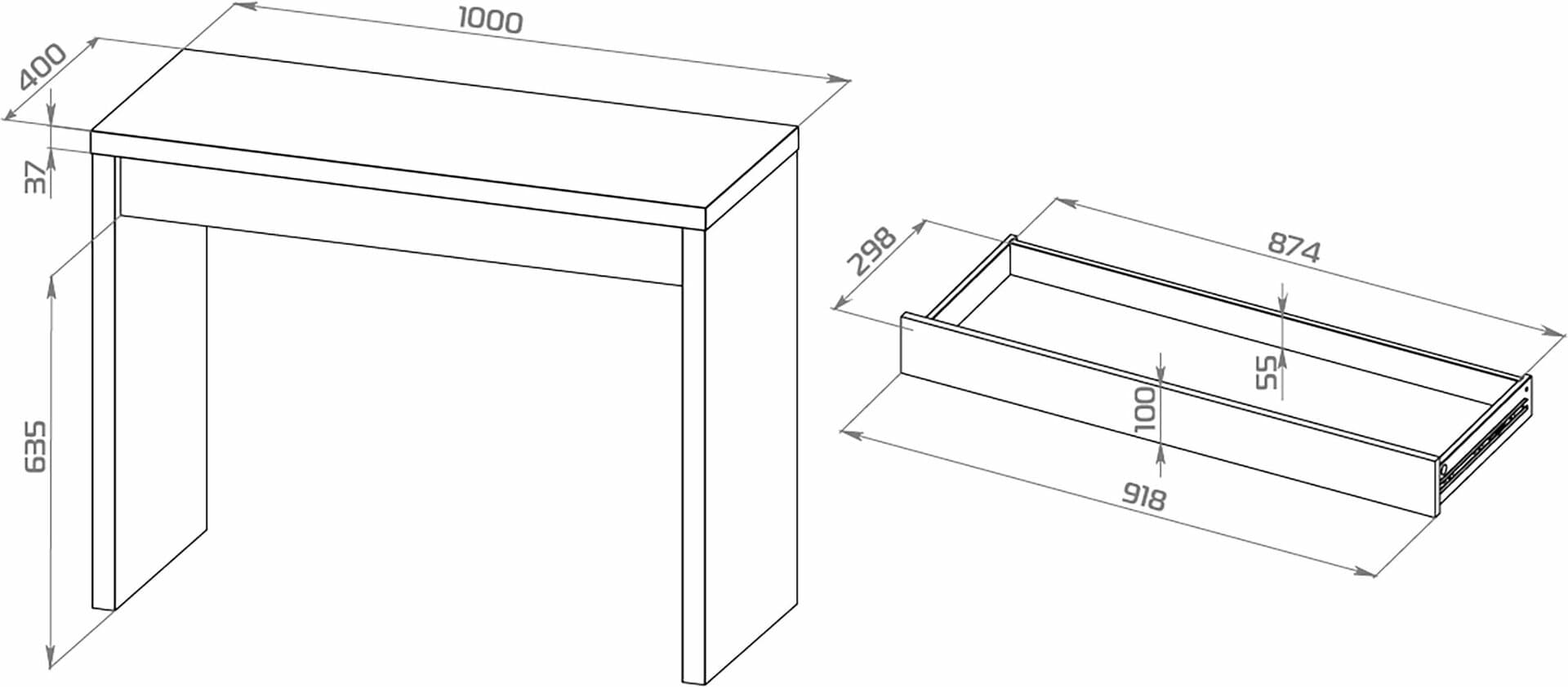 Стол туалетный Энкель с ящиком, 100x78х40 см, белый 11