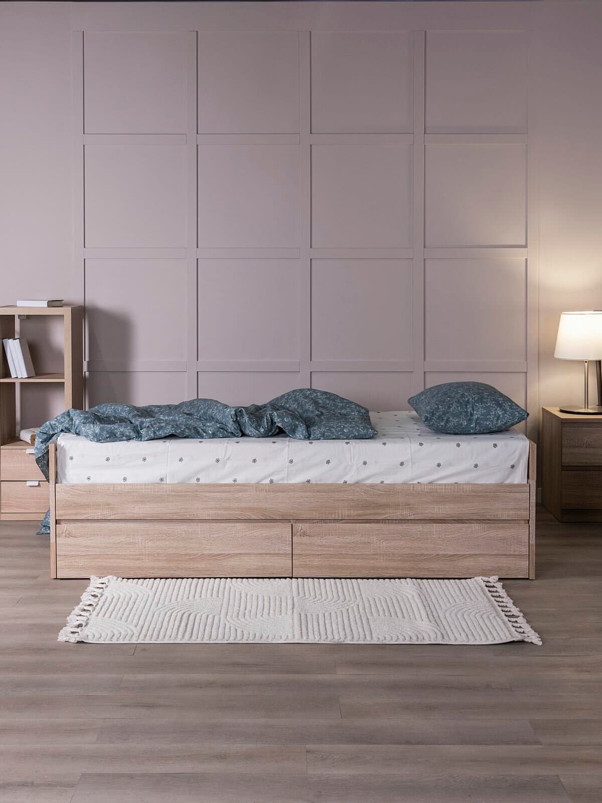 Кровать раздвижная Сириус, с ящиками, 90х200/180х200 см, дуб сонома