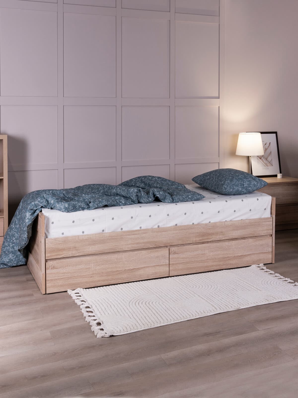 Кровать раздвижная Сириус, с ящиками, 90х200/180х200 см, дуб сонома 4