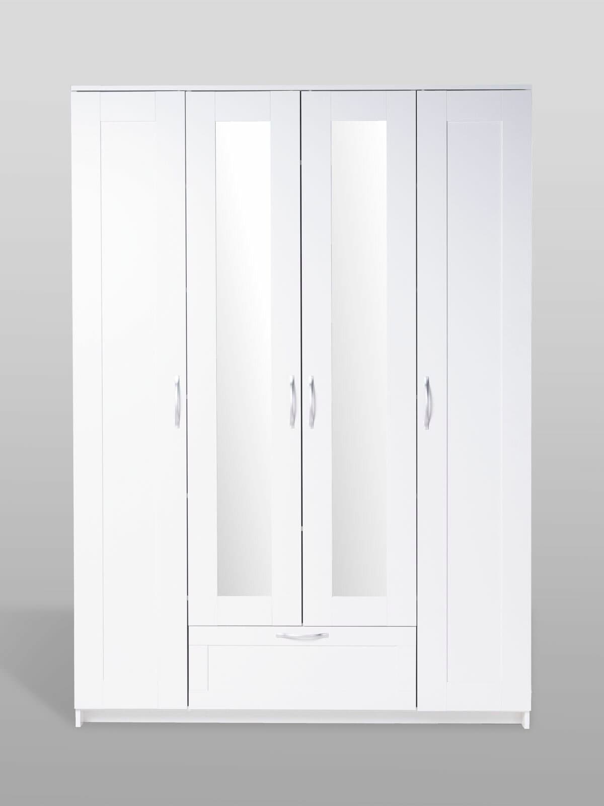Шкаф Сириус, 4 двери и 1 ящик с зеркалом, 156х59х220 см, белый 10