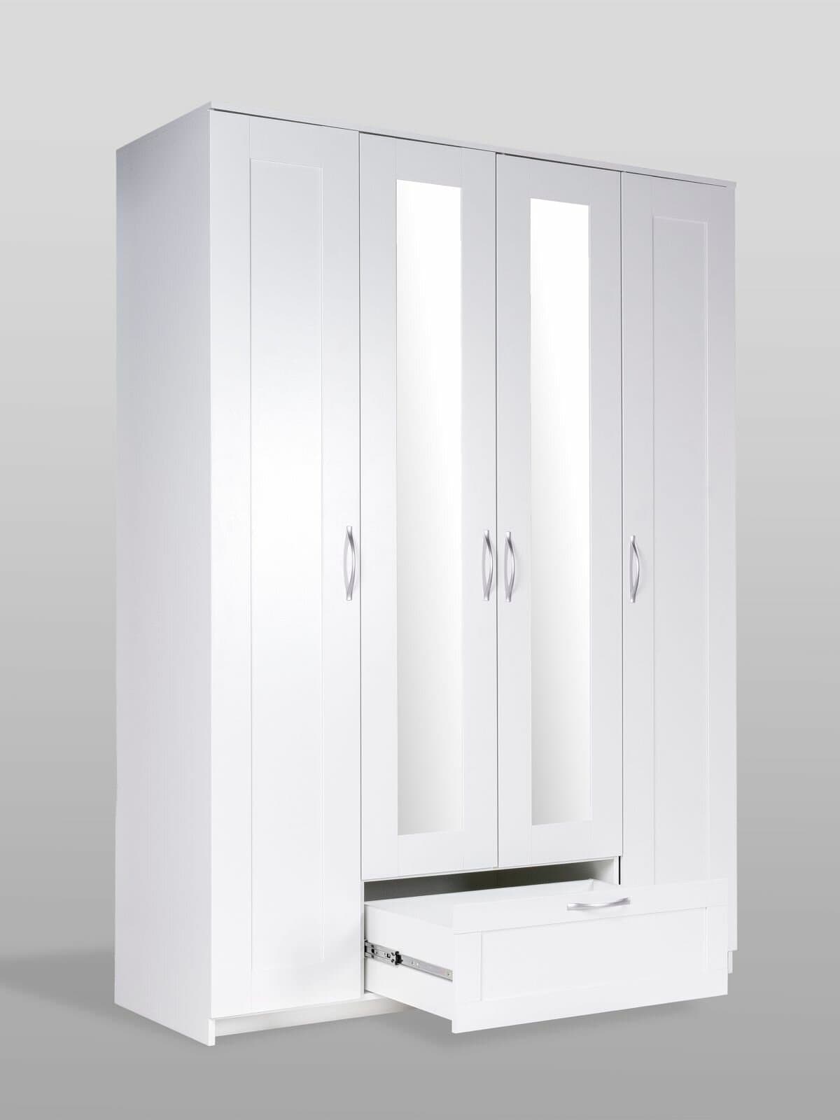 Шкаф Сириус, 4 двери и 1 ящик с зеркалом, 156х59х220 см, белый 12