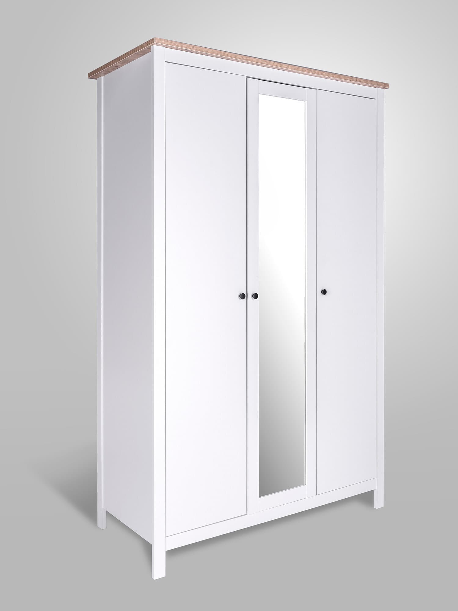 Шкаф распашной Сага, 3 двери, 132х64х215 см, белый/ясень 9