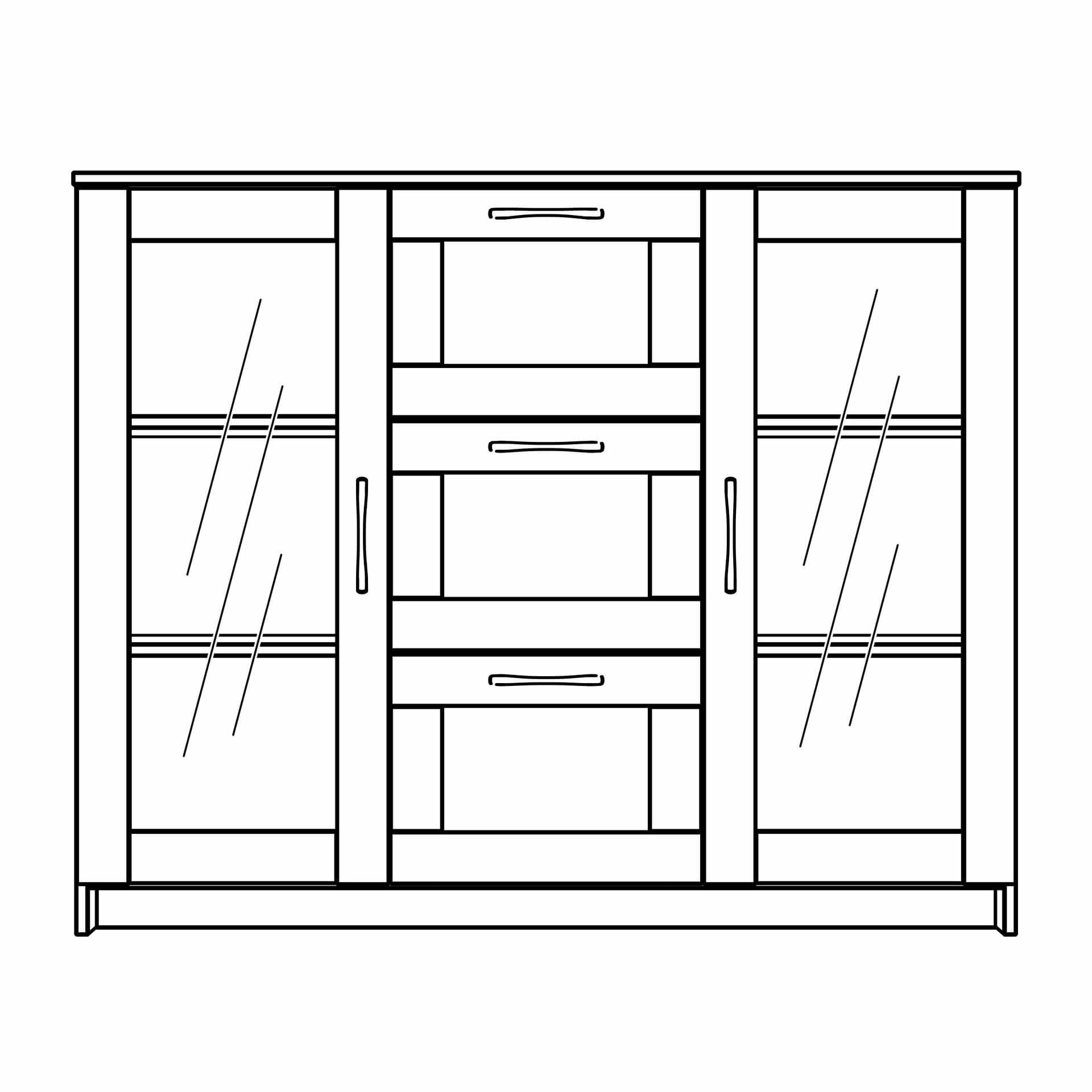 Тумба Сириус, 2 двери со стеклом и 3 ящика, 117х41х95 см, белая 16