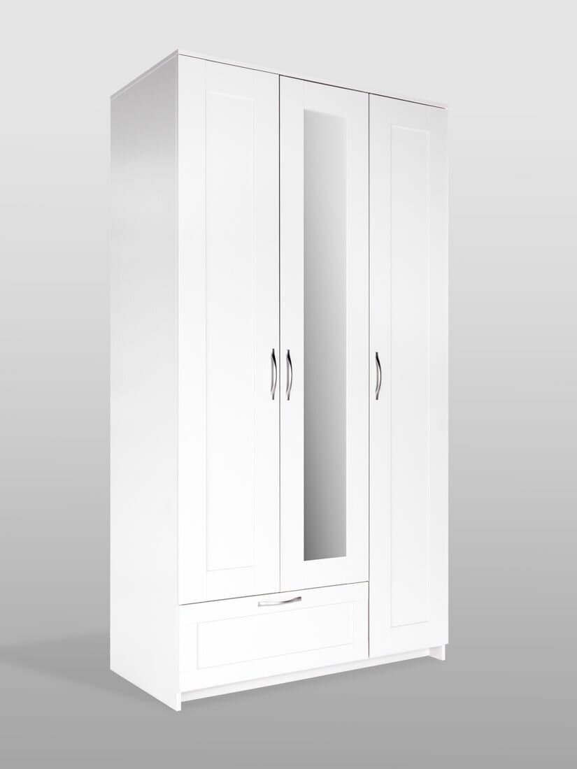 Шкаф Сириус, 3 двери и 1 ящик с зеркалом, 117х59х220 см, белый 10