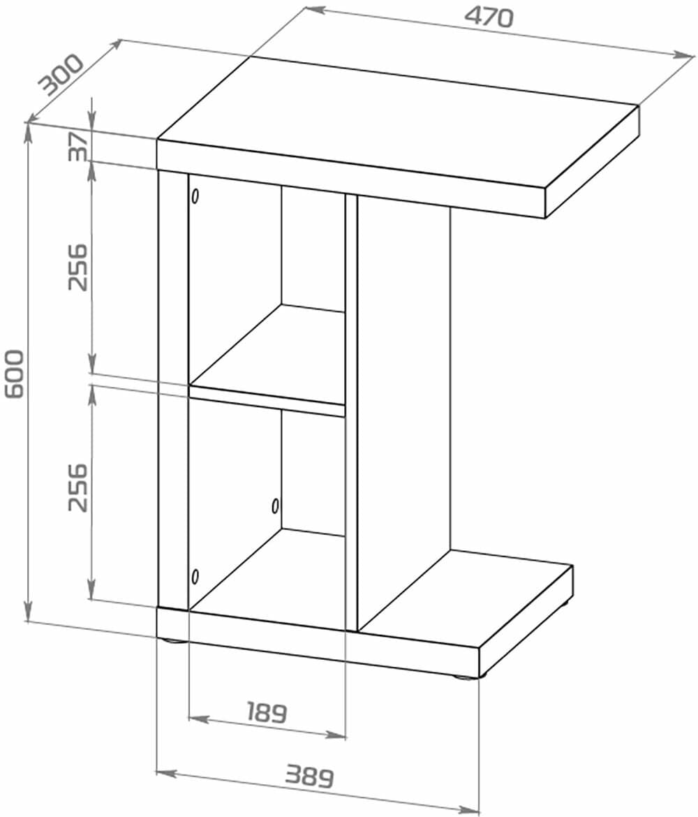 Стол приставной Энкель, 2 полки, 47x60x30 см, белый 11