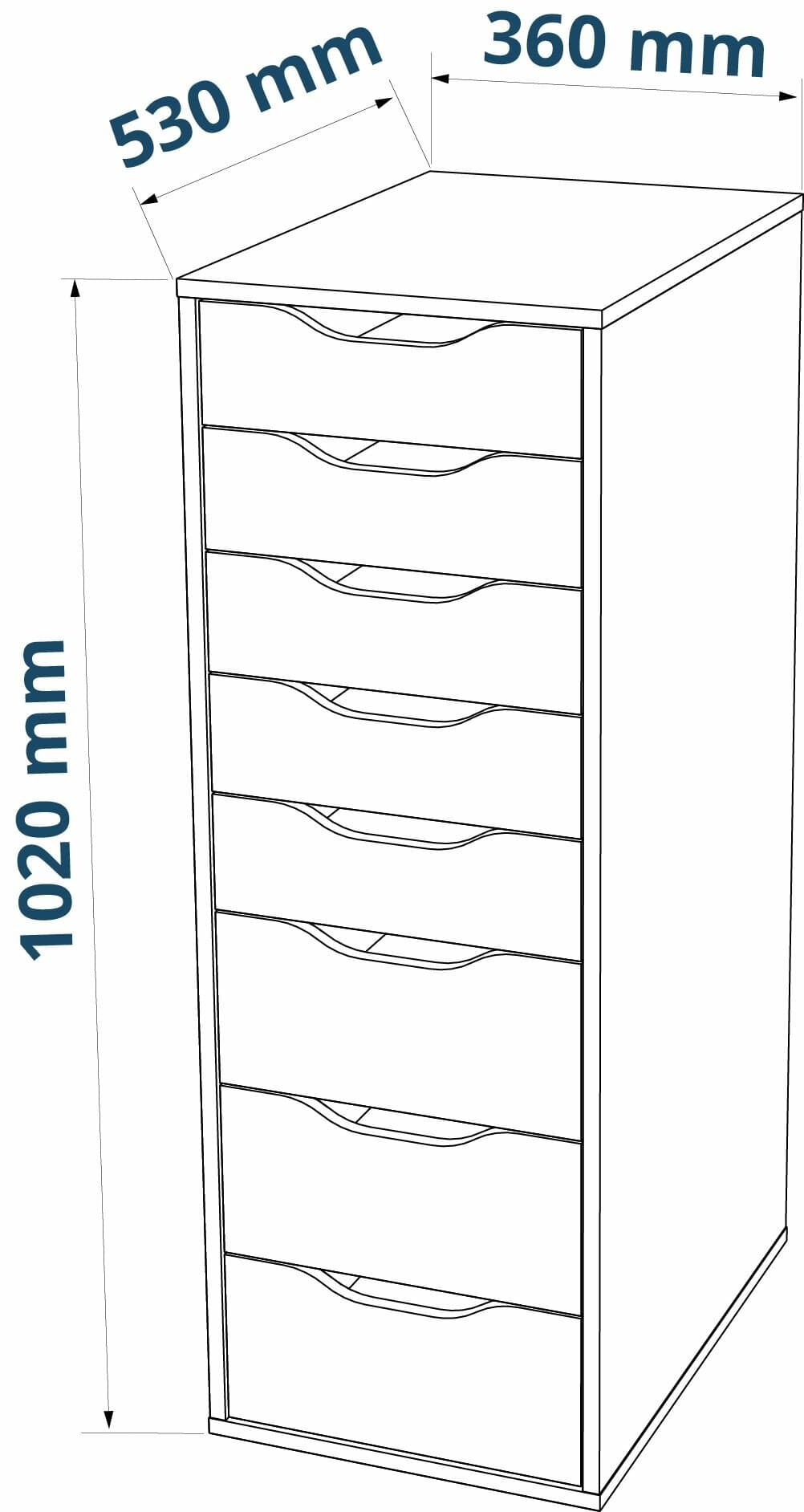 Комод Ингар, 8 ящиков, 36x102x53 см, серо-бирюзовый 13