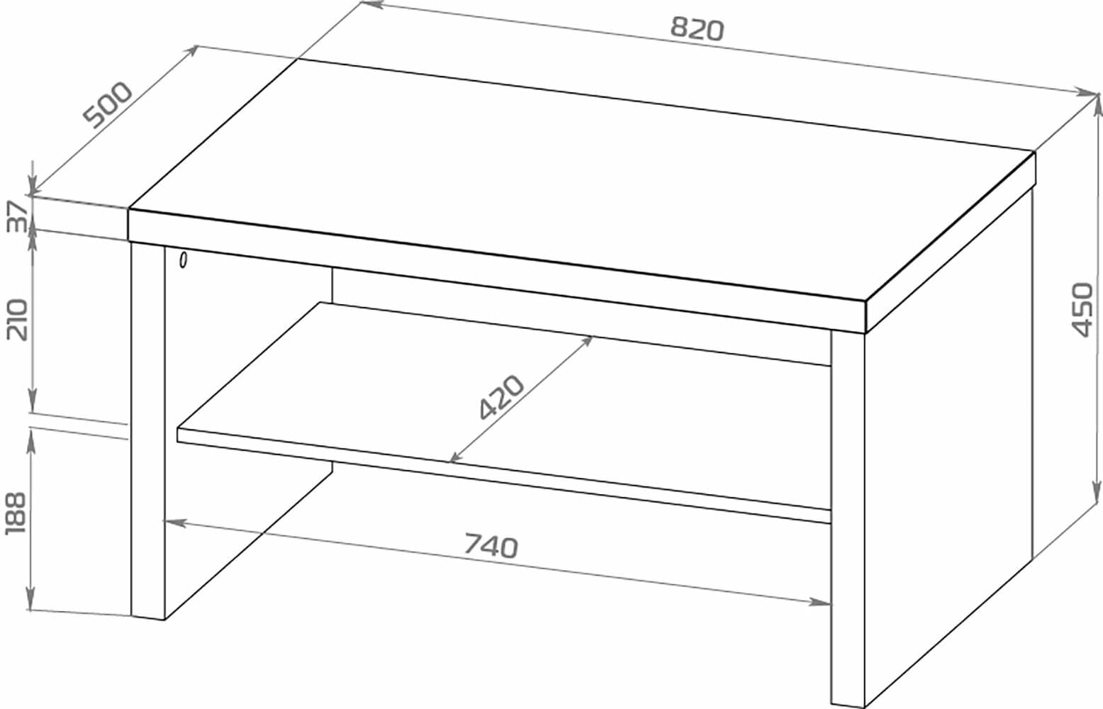 Стол журнальный Энкель, с полкой, 82x50x45 см, дуб беленый 8