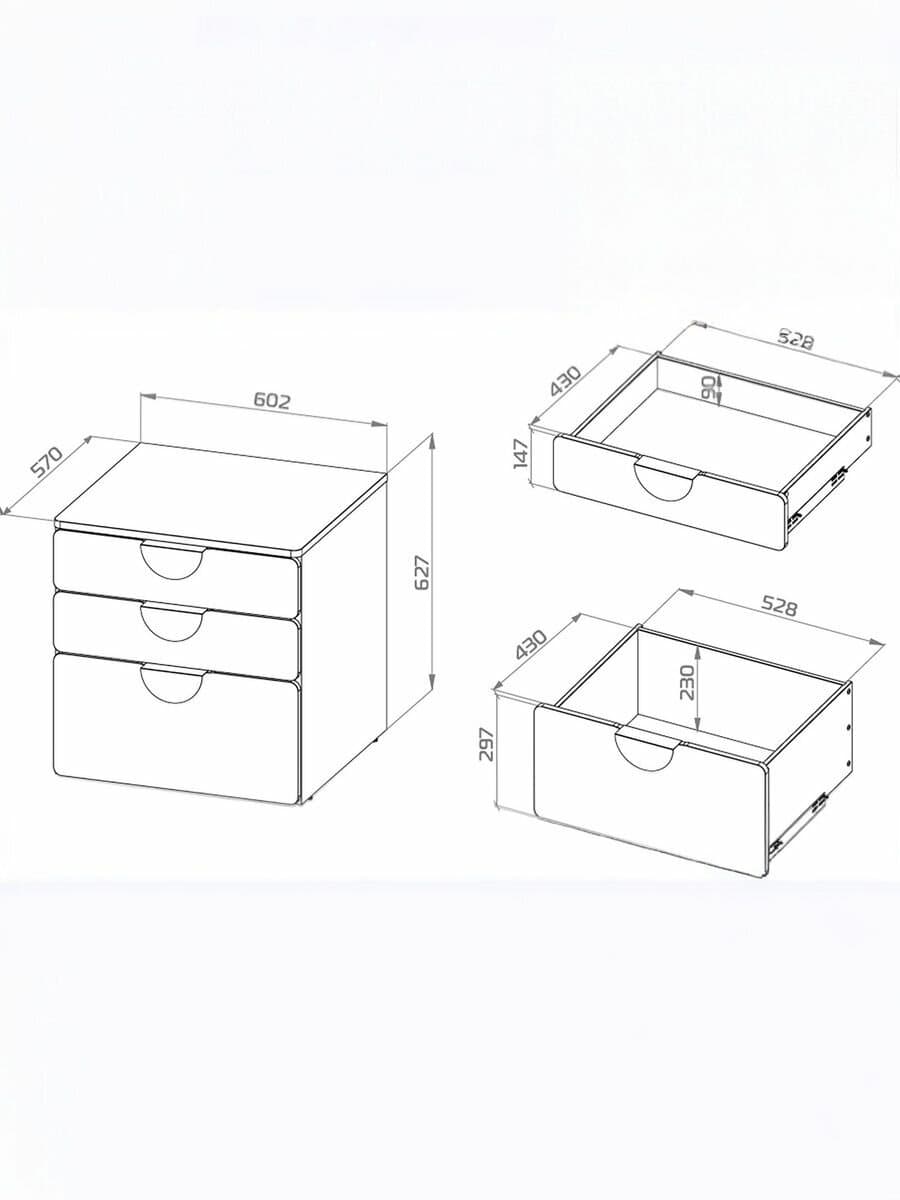 Комод Пикси, 3 ящика 60x57x60, озорной василек 11