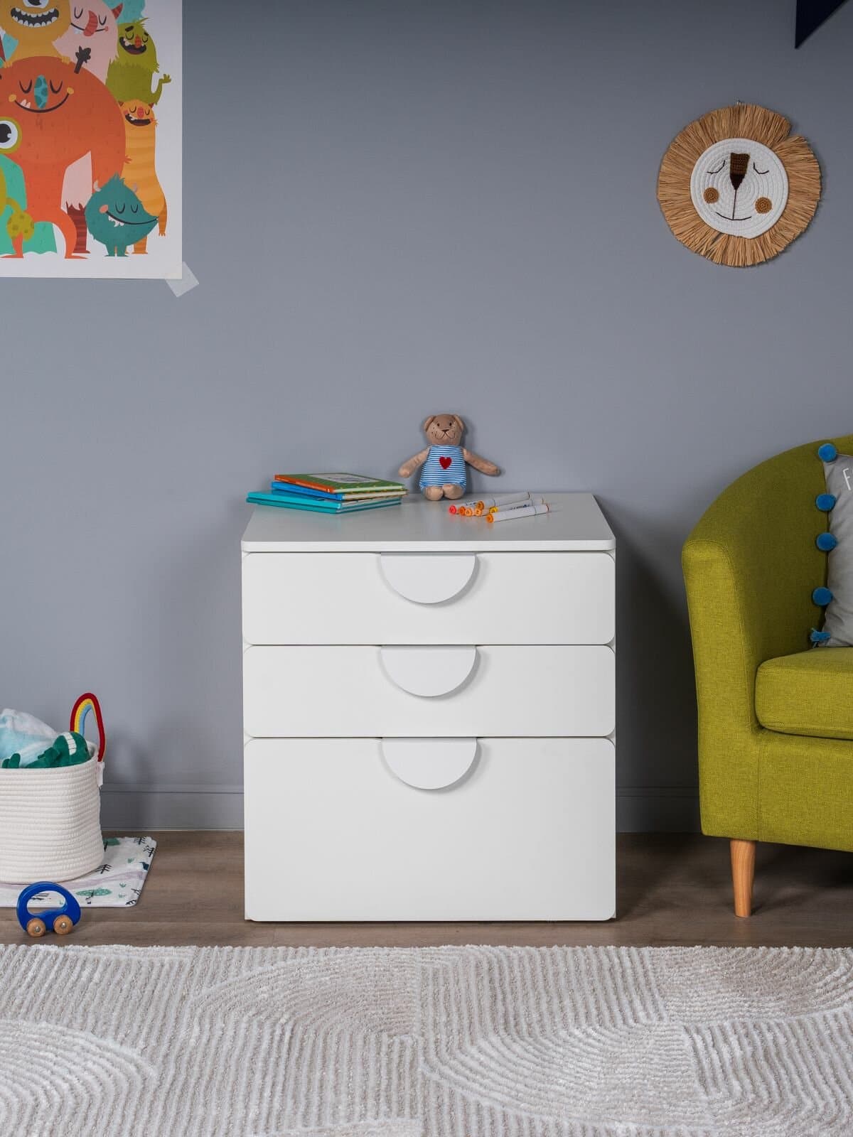 Комод Пикси, 3 ящика 60x57x60, белый (робкий подснежник) hover