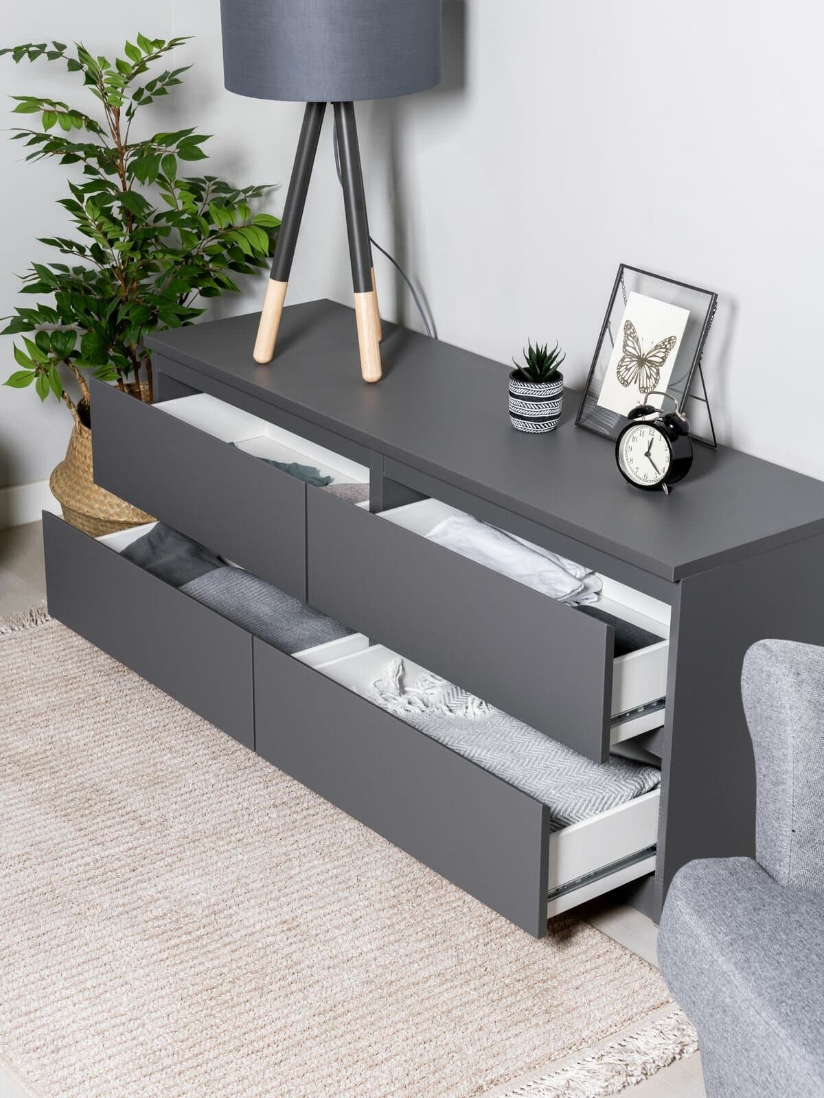 Тумба для ТВ Кастор, 4 ящика, 130х40х54 см, серая 4