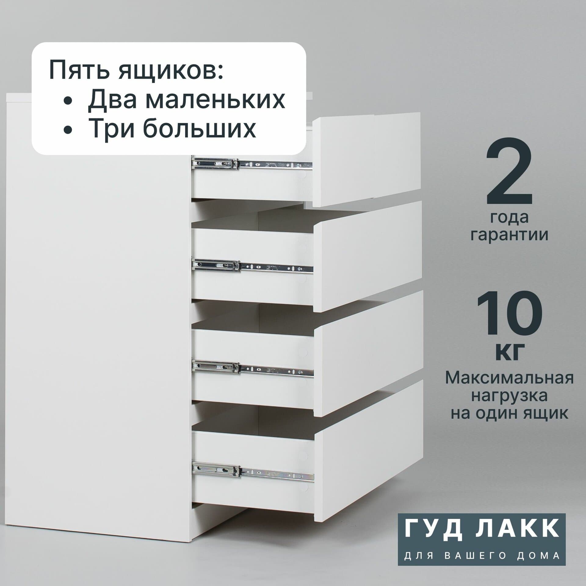 Комод Мальта, 3+2 ящика, с доводчиками, 80х48х98 см, белый 19