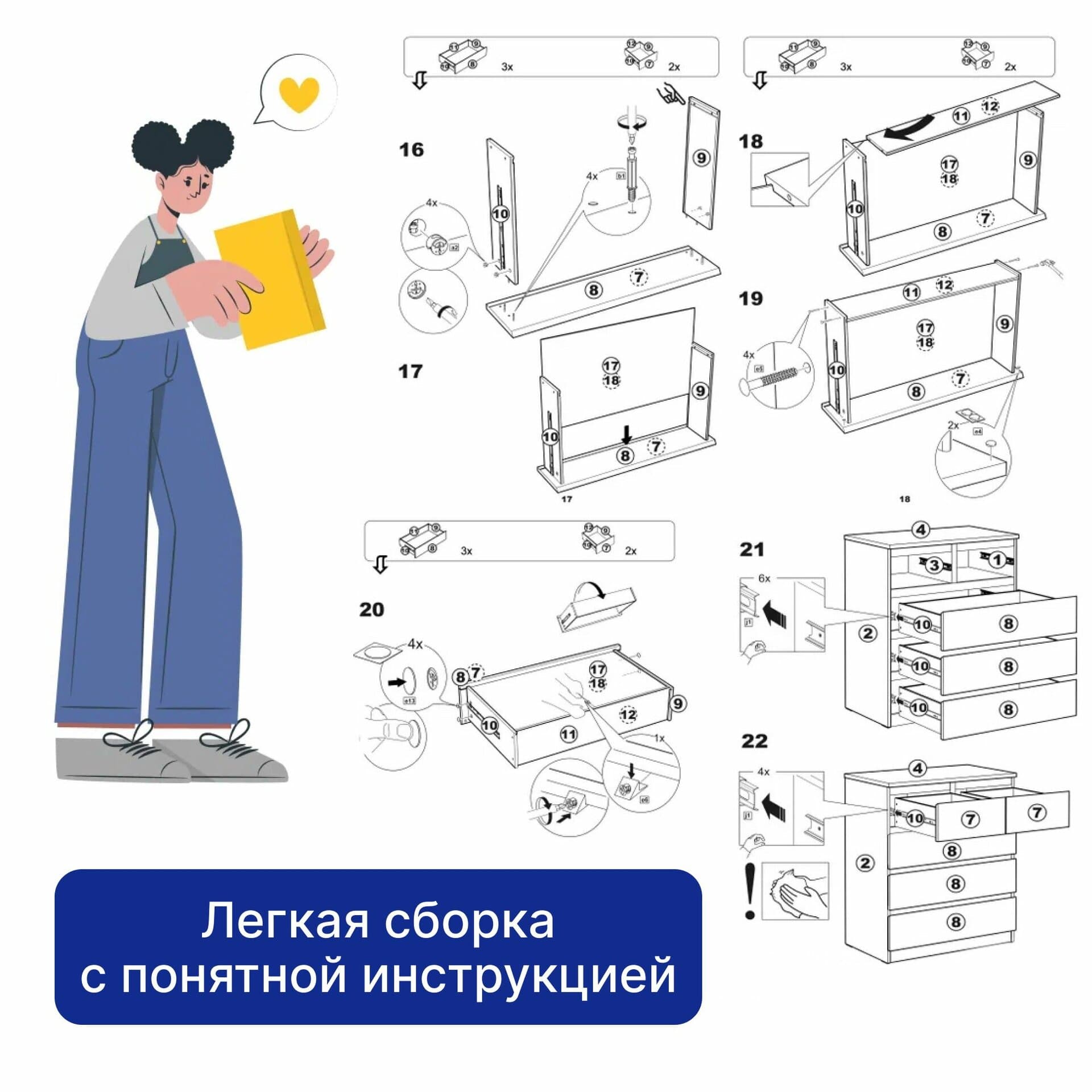 Комод Мальта, 3+2 ящика, с доводчиками, 80х48х98 см, дуб сонома 10