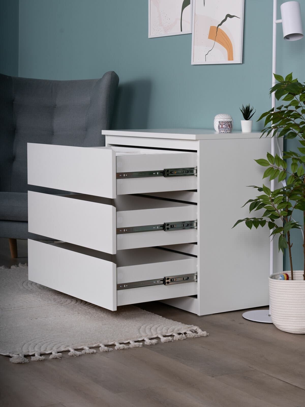 Комод Мальта, 3 ящика, с доводчиками, 80х48х76 см, белый 9