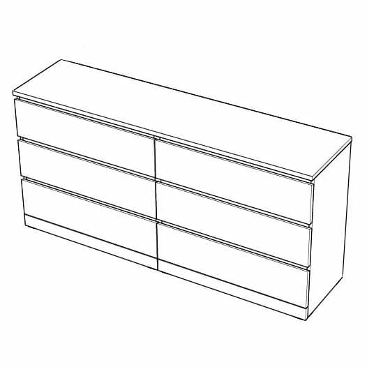 Комод Варма, 6 ящиков, горизонтальный, 160х78х40 см, эмаль серая 17