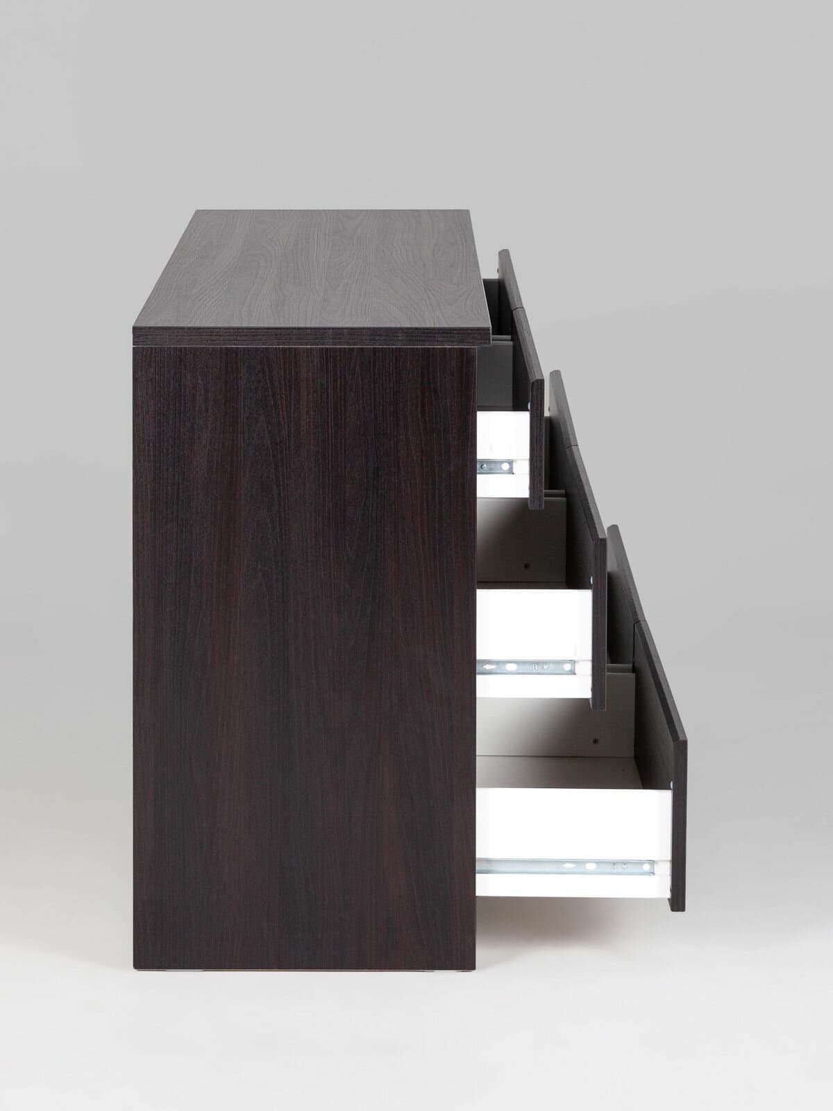 Комод Кастор, 6 ящиков, 129х40х71 см, черно-коричневый, дуб венге 16