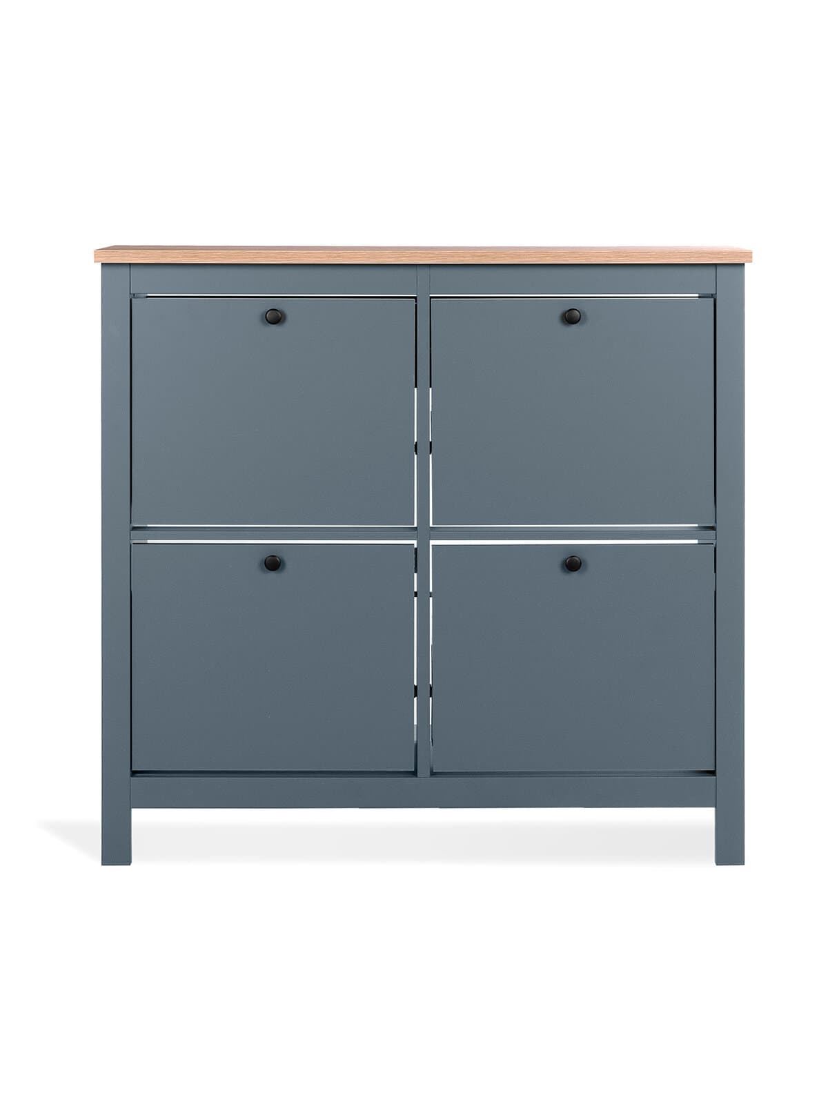 Обувница Сага с 4 откидными ящиками 113х108 темно-бирюзовая-ясень 5