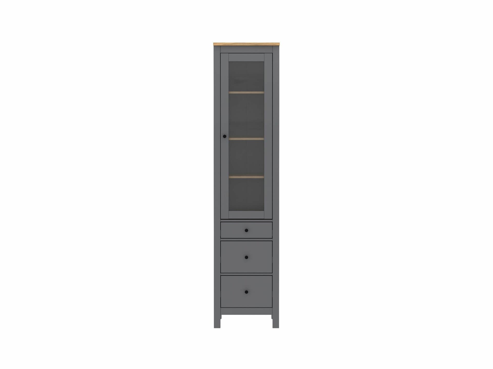 Шкаф с витриной Сага, 50х41х215 см, серый/ясень 9