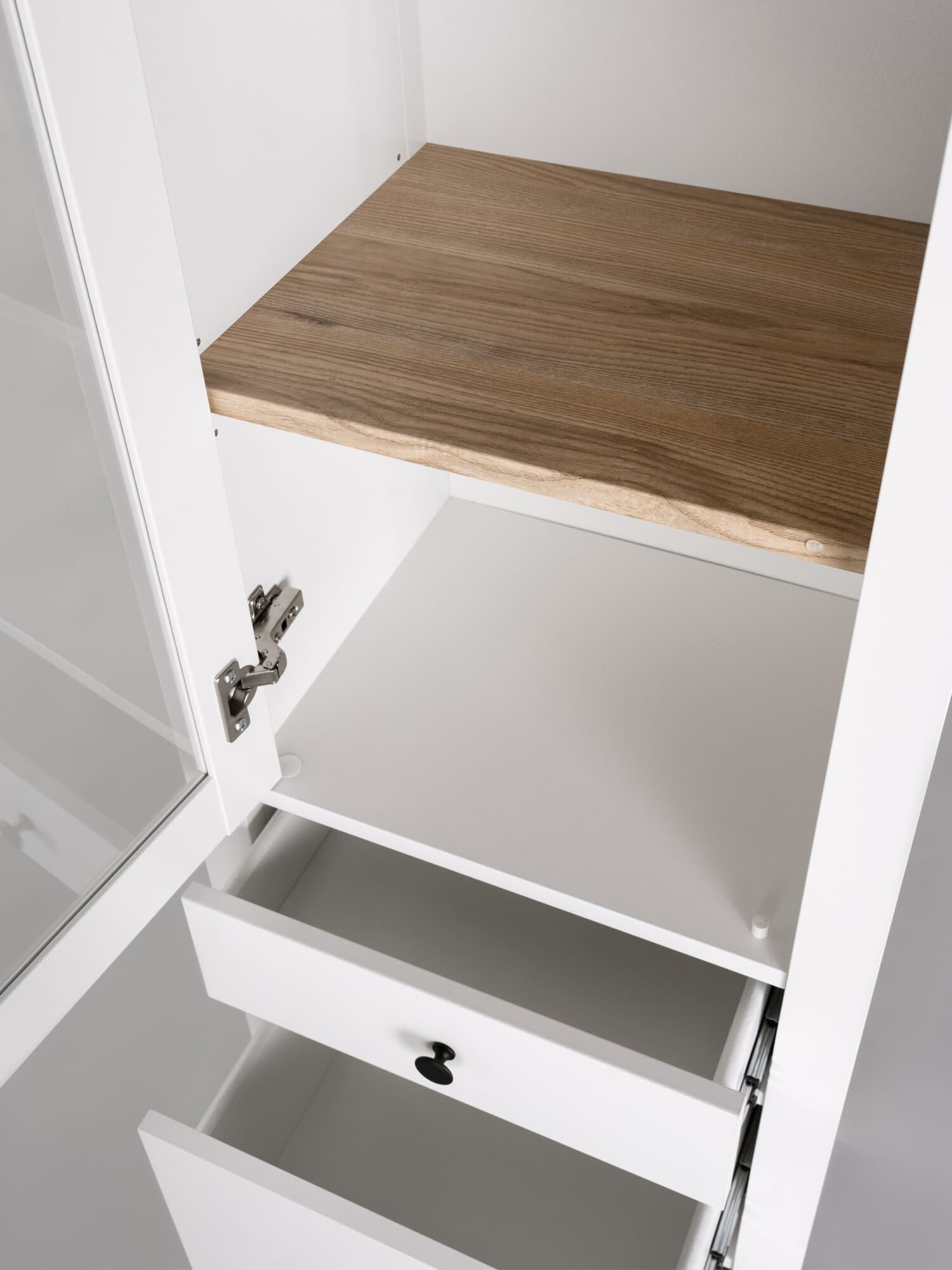 Шкаф с витриной Сага, 50х41х215 см, белый/ясень 5