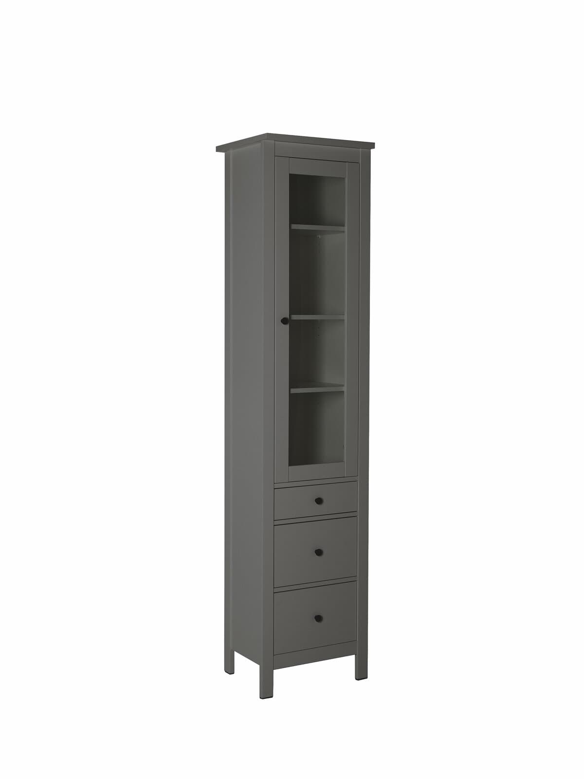 Шкаф с витриной Сага, 50х41х215 см, серый 20