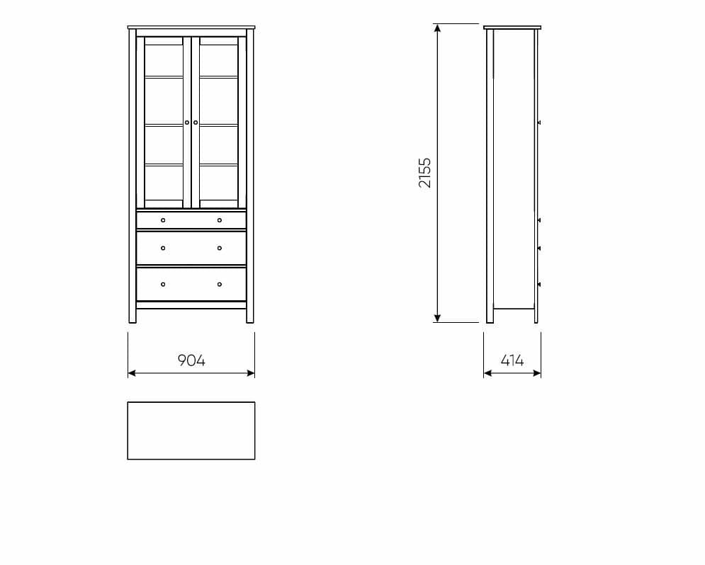 Шкаф с витриной Сага, 90х41х215 см, темно-бирюзовый 7