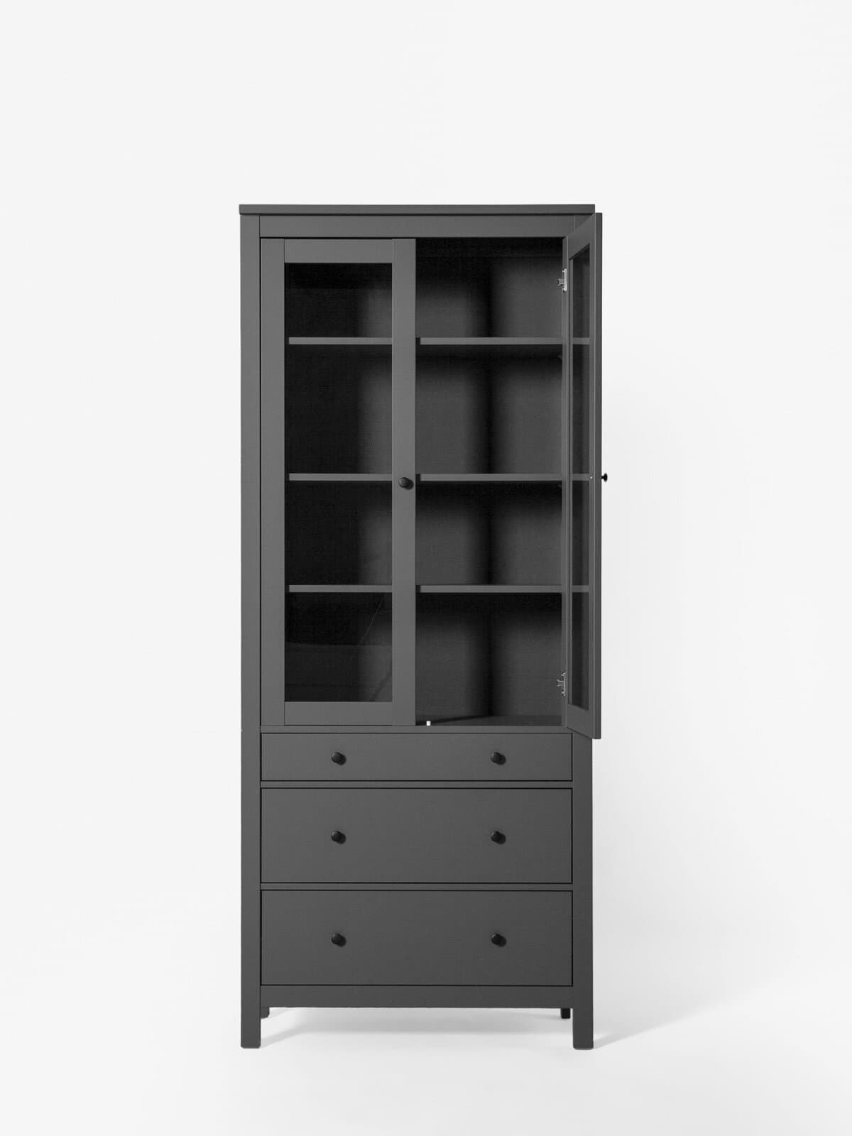 Шкаф с витриной Сага, 90х41х215 см, серый 15