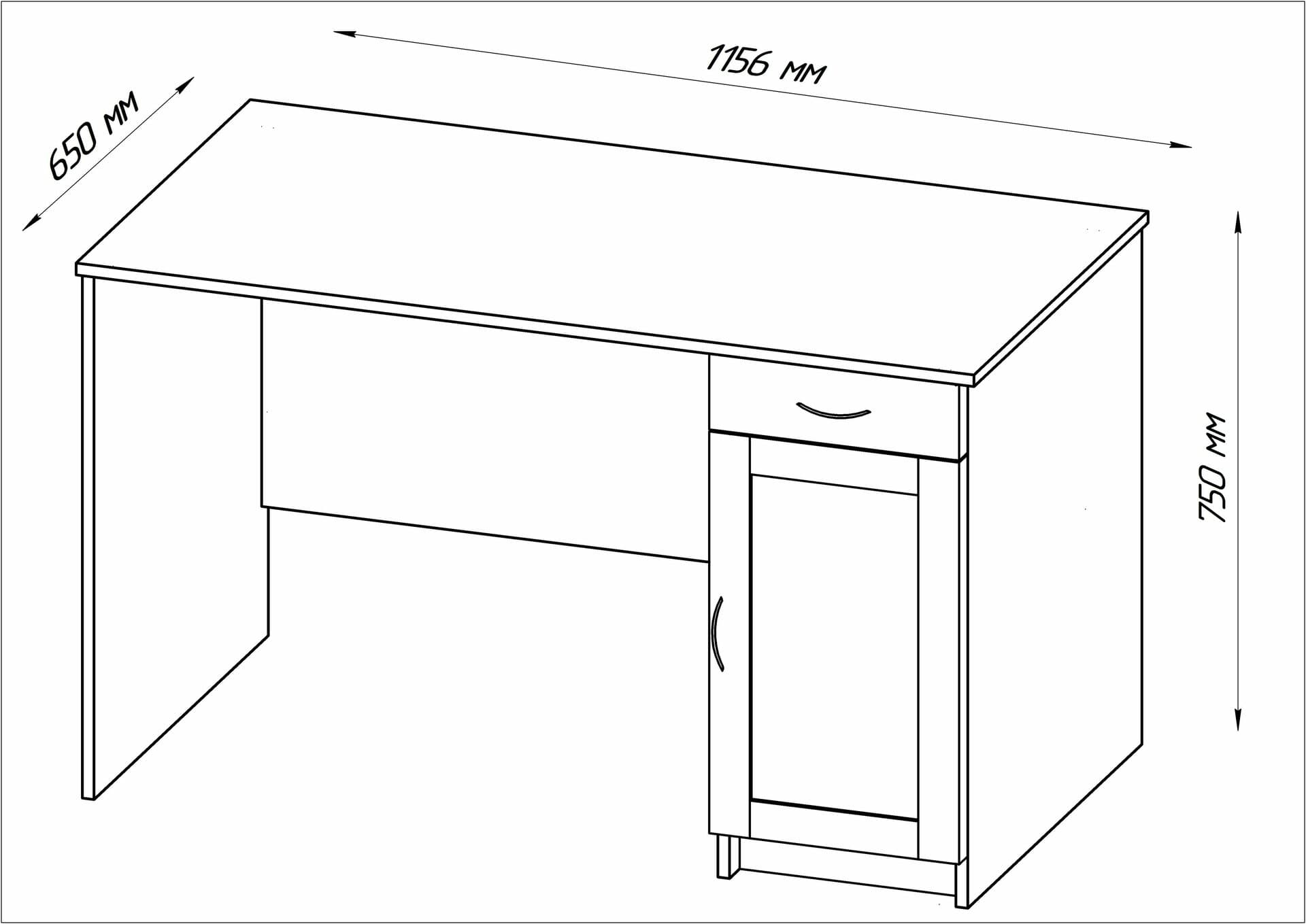 Стол письменный Кастор, 1 ящик, 115х65х75 см, белый 14